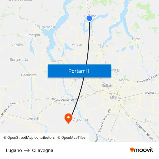 Lugano to Cilavegna map