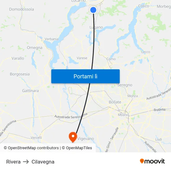 Rivera to Cilavegna map