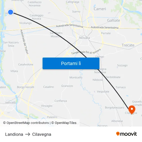 Landiona to Cilavegna map
