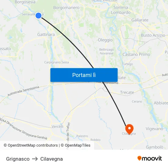 Grignasco to Cilavegna map