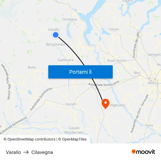 Varallo to Cilavegna map
