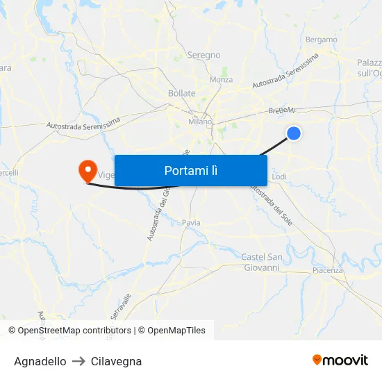 Agnadello to Cilavegna map