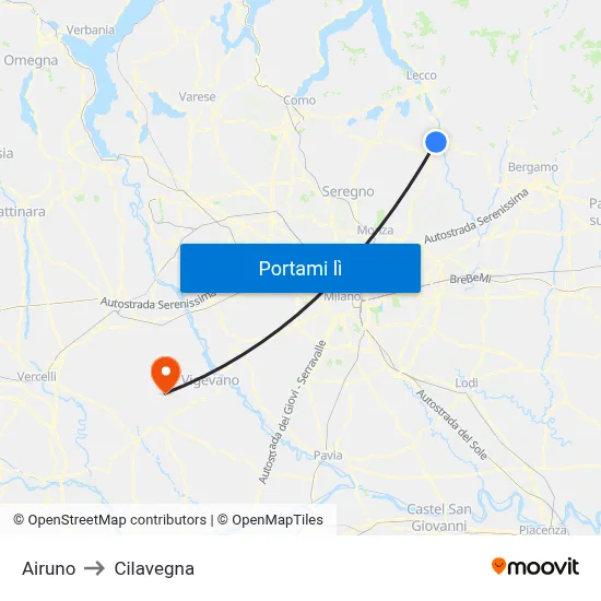 Airuno to Cilavegna map