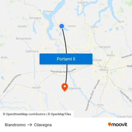 Biandronno to Cilavegna map