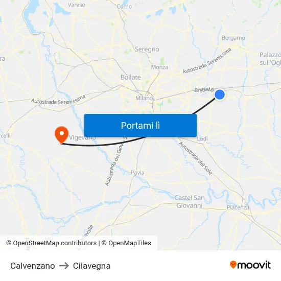 Calvenzano to Cilavegna map