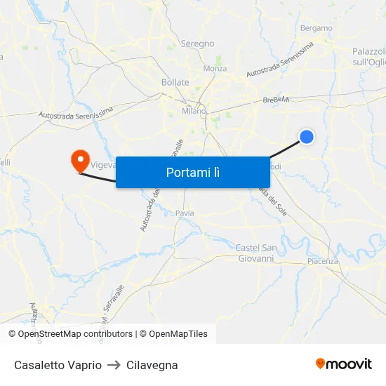 Casaletto Vaprio to Cilavegna map