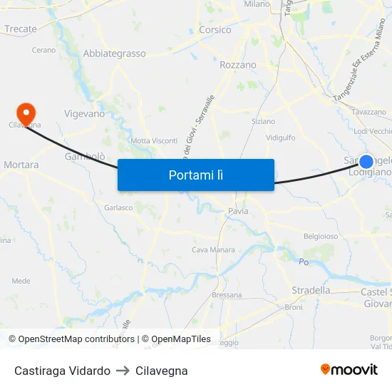 Castiraga Vidardo to Cilavegna map