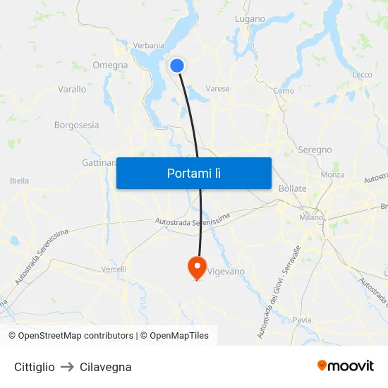 Cittiglio to Cilavegna map
