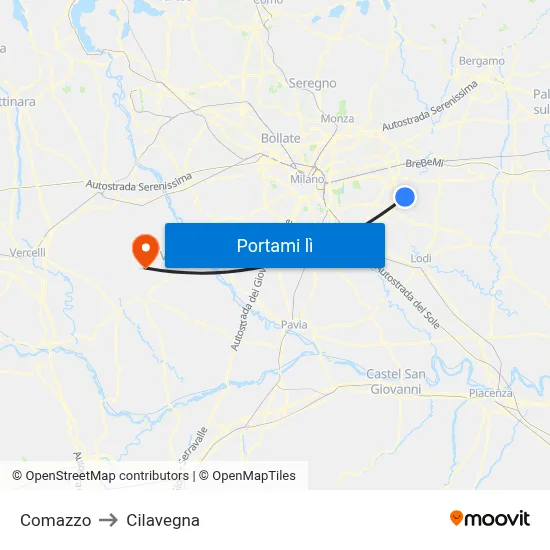 Comazzo to Cilavegna map