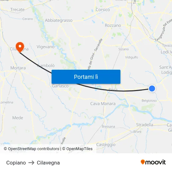 Copiano to Cilavegna map
