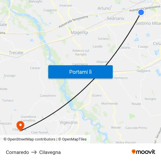Cornaredo to Cilavegna map