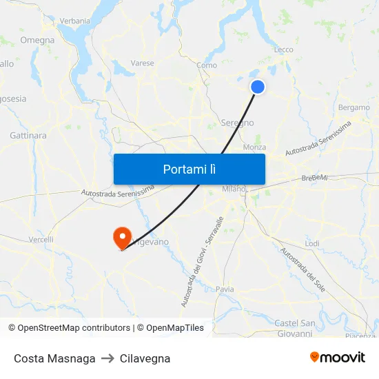 Costa Masnaga to Cilavegna map