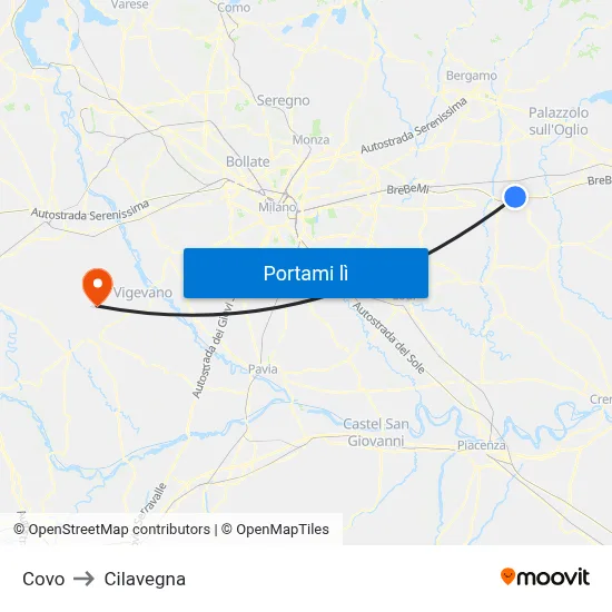 Covo to Cilavegna map