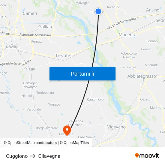Cuggiono to Cilavegna map