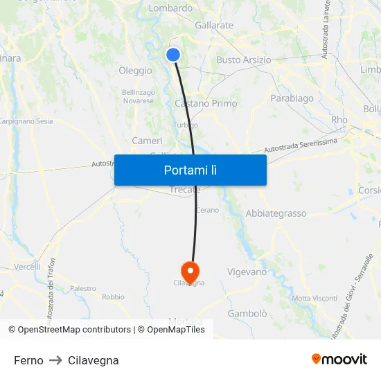 Ferno to Cilavegna map