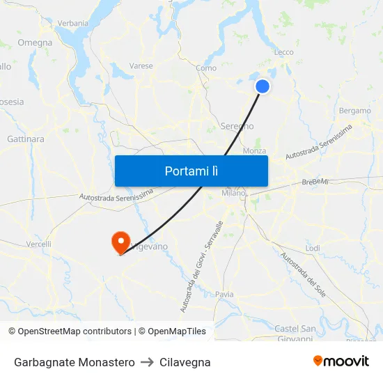 Garbagnate Monastero to Cilavegna map