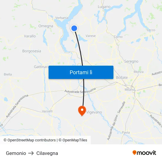 Gemonio to Cilavegna map