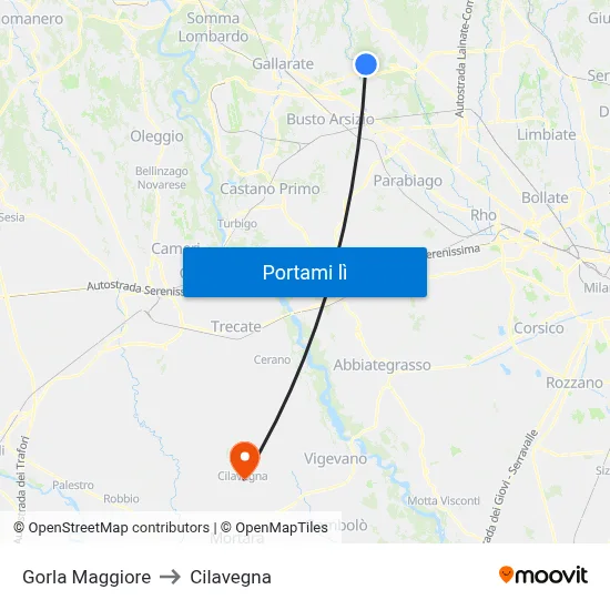 Gorla Maggiore to Cilavegna map