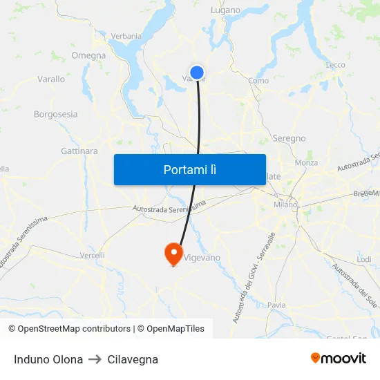 Induno Olona to Cilavegna map