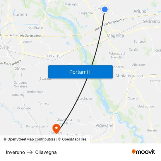 Inveruno to Cilavegna map