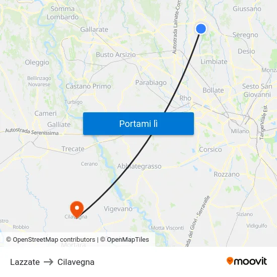 Lazzate to Cilavegna map