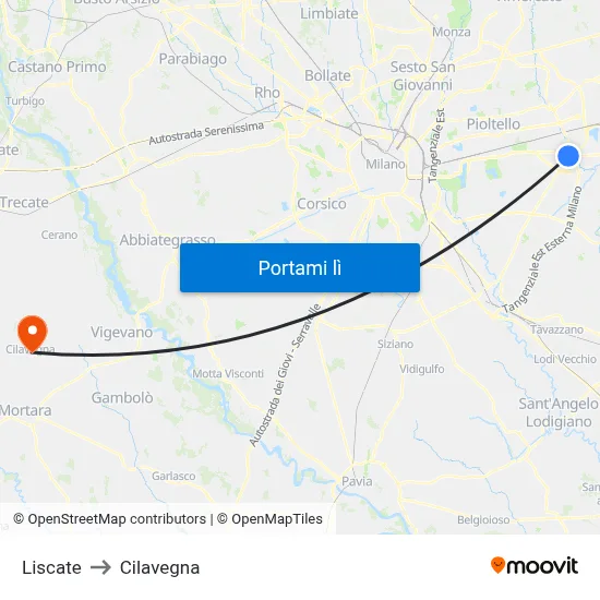 Liscate to Cilavegna map