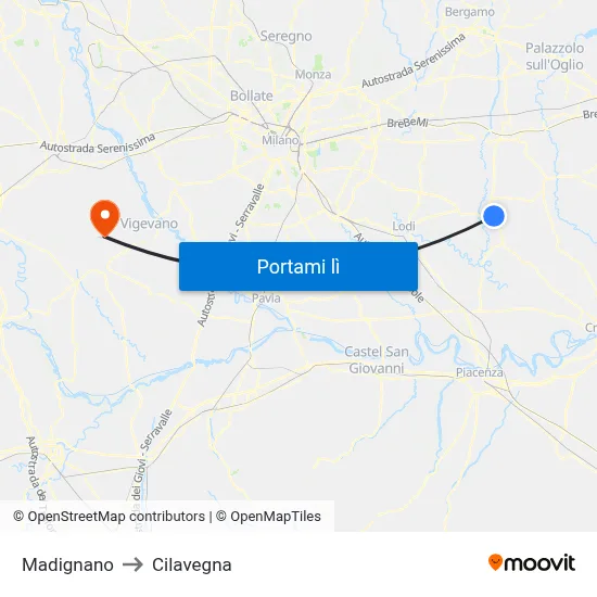 Madignano to Cilavegna map