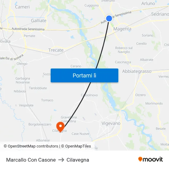 Marcallo Con Casone to Cilavegna map