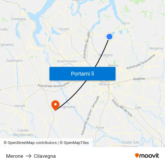 Merone to Cilavegna map
