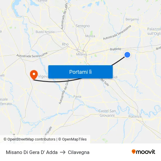 Misano Di Gera D' Adda to Cilavegna map