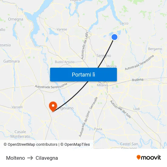 Molteno to Cilavegna map