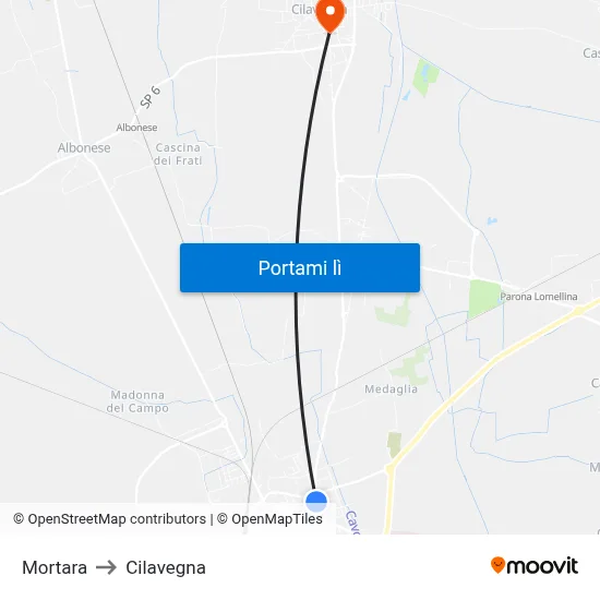 Mortara to Cilavegna map