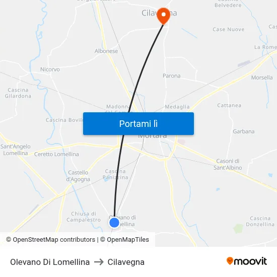 Olevano Di Lomellina to Cilavegna map