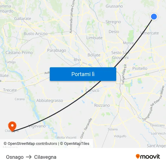 Osnago to Cilavegna map
