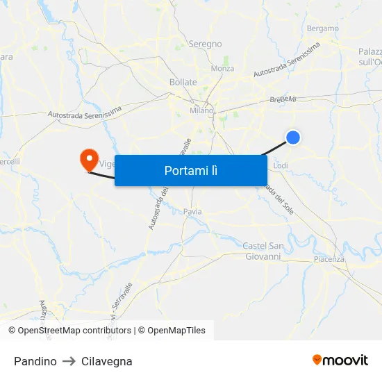 Pandino to Cilavegna map