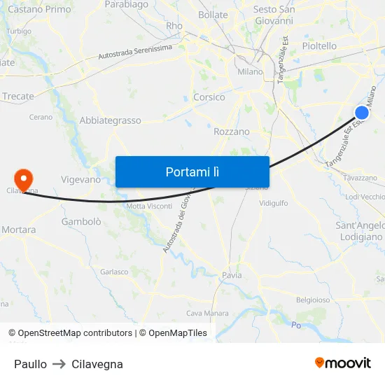 Paullo to Cilavegna map