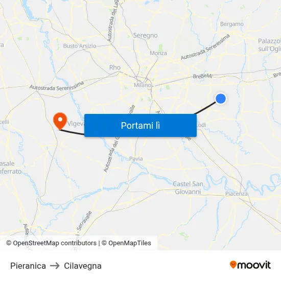 Pieranica to Cilavegna map