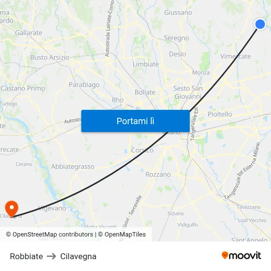 Robbiate to Cilavegna map