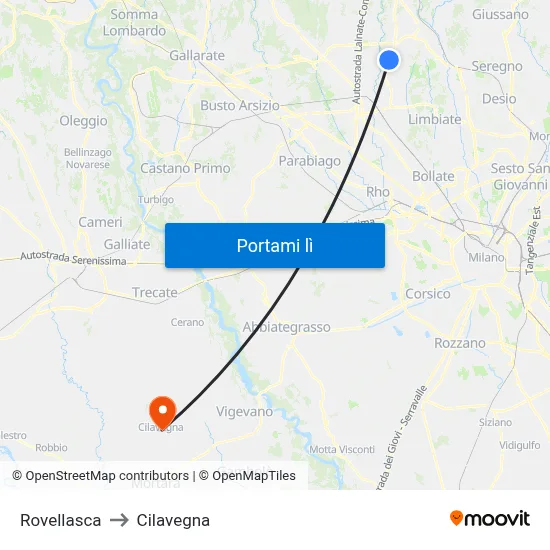 Rovellasca to Cilavegna map