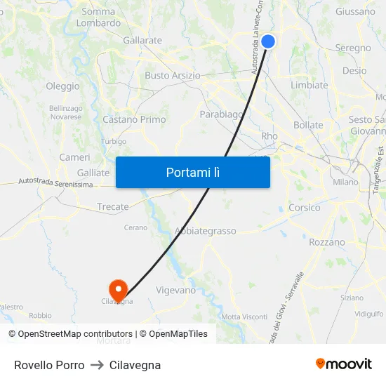Rovello Porro to Cilavegna map