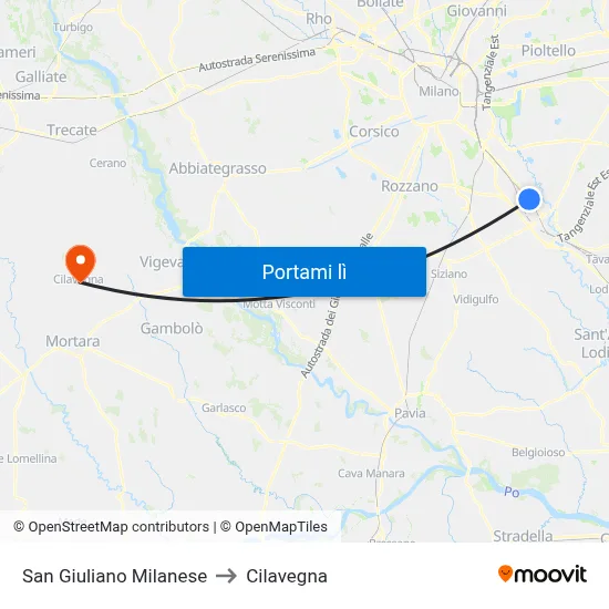 San Giuliano Milanese to Cilavegna map
