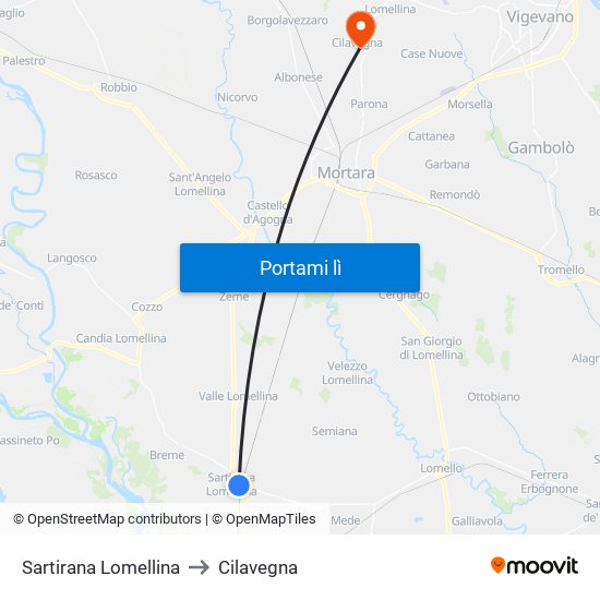 Sartirana Lomellina to Cilavegna map