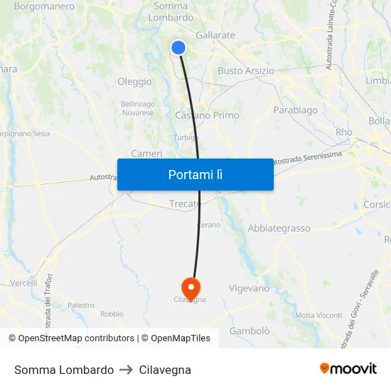 Somma Lombardo to Cilavegna map