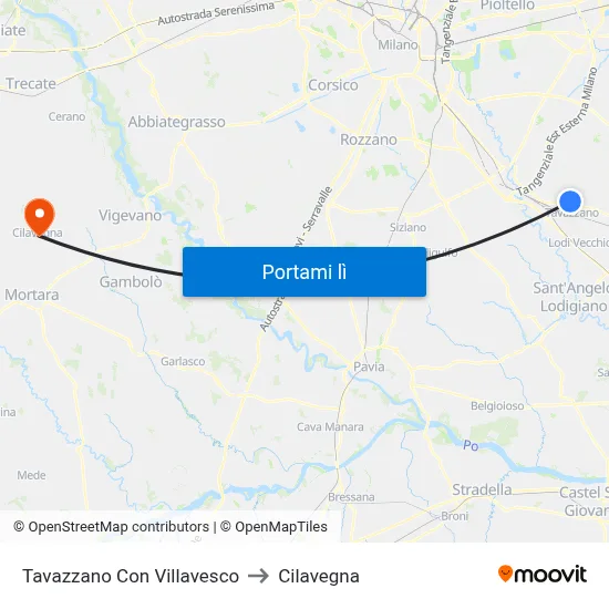 Tavazzano Con Villavesco to Cilavegna map
