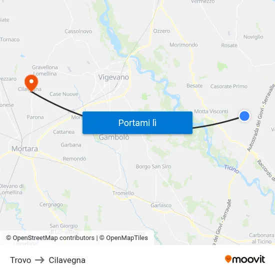 Trovo to Cilavegna map