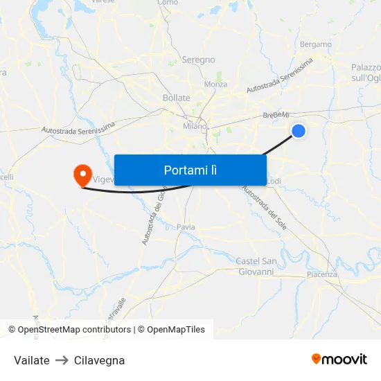 Vailate to Cilavegna map
