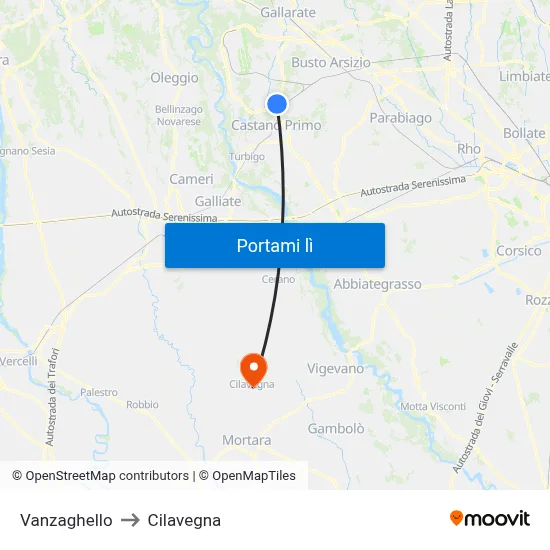 Vanzaghello to Cilavegna map