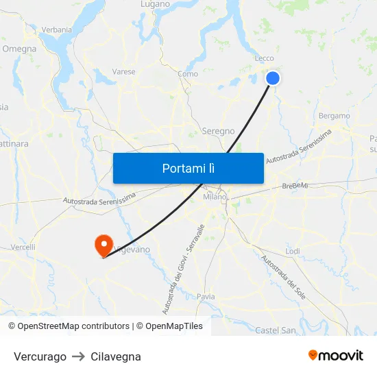 Vercurago to Cilavegna map