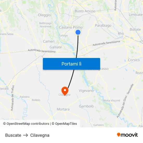 Buscate to Cilavegna map