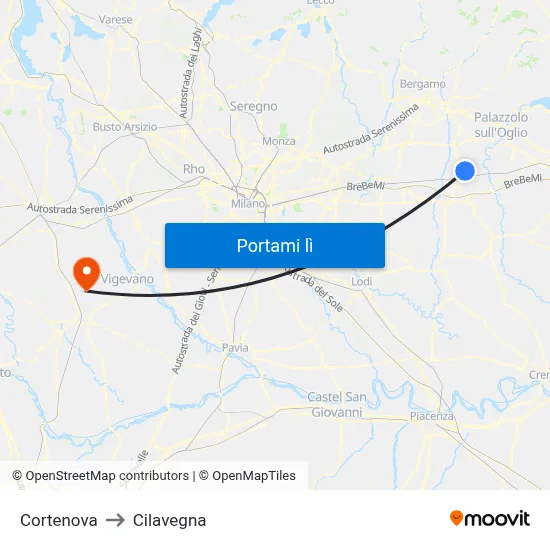 Cortenova to Cilavegna map